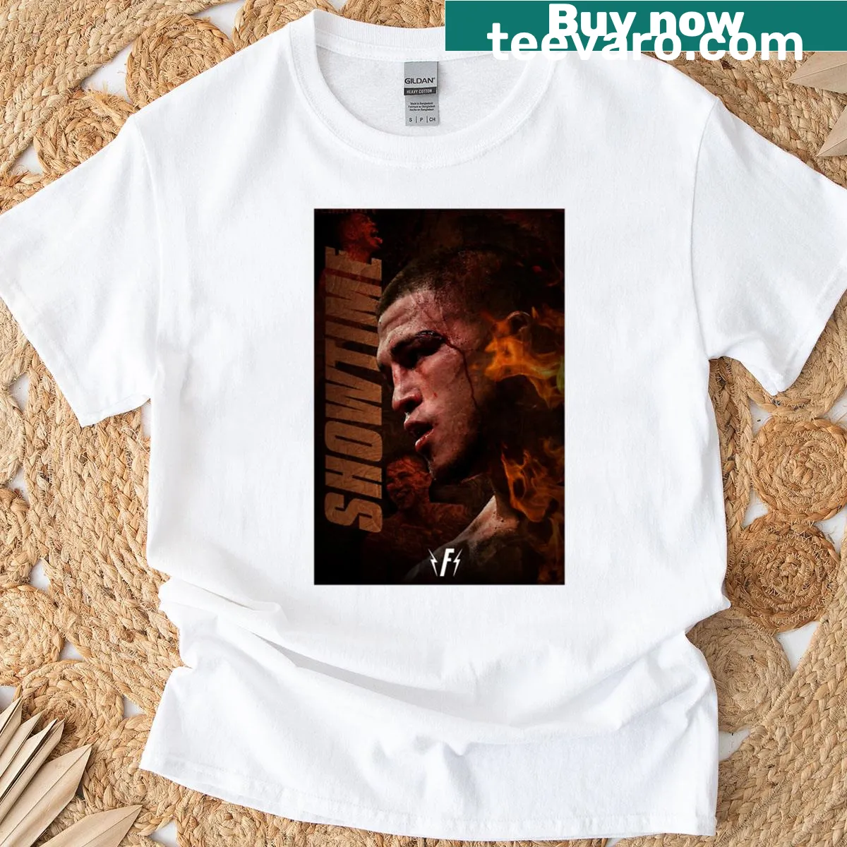 Poster-style T-shirt featuring Anthony Showtime Pettis — on a men's t-shirt