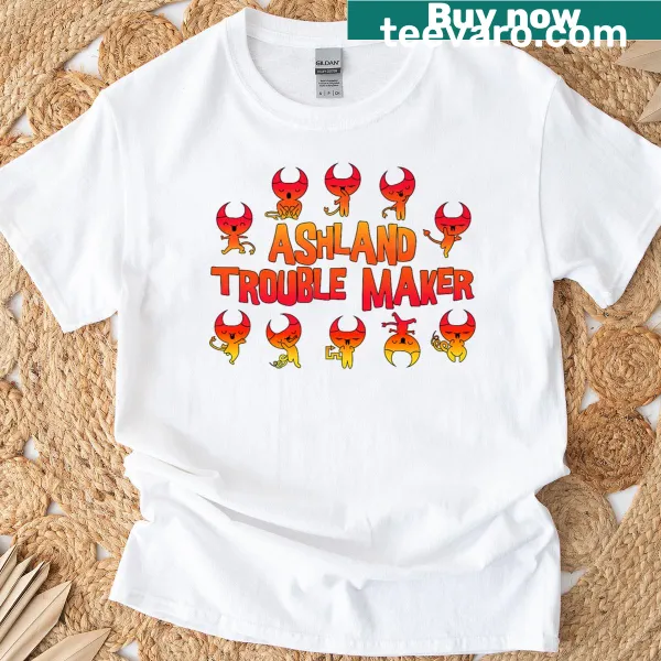 Funny Ashland Troublemaker T-shirt featuring a cartoon devil