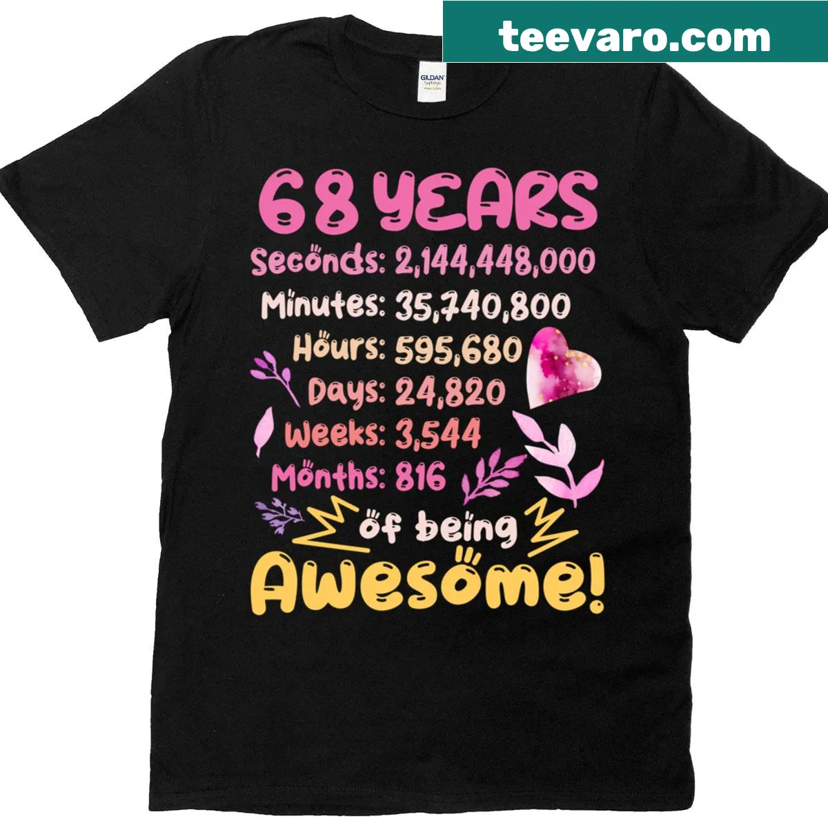 Typography celebrating the 68th birthday with cheerful text — on a men's t-shirt