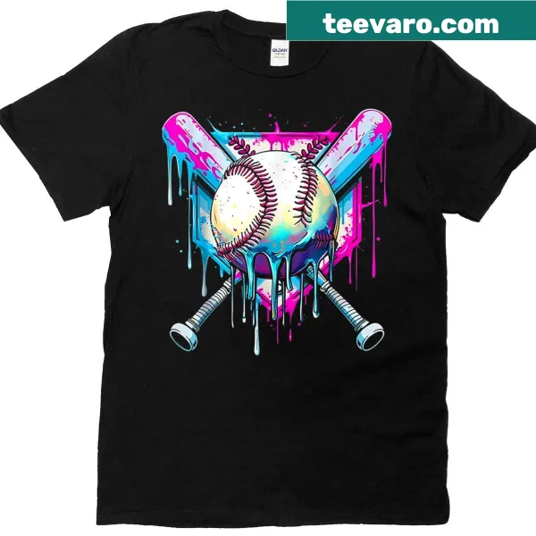 Youth T-shirt with baseball and ice cream dripping design