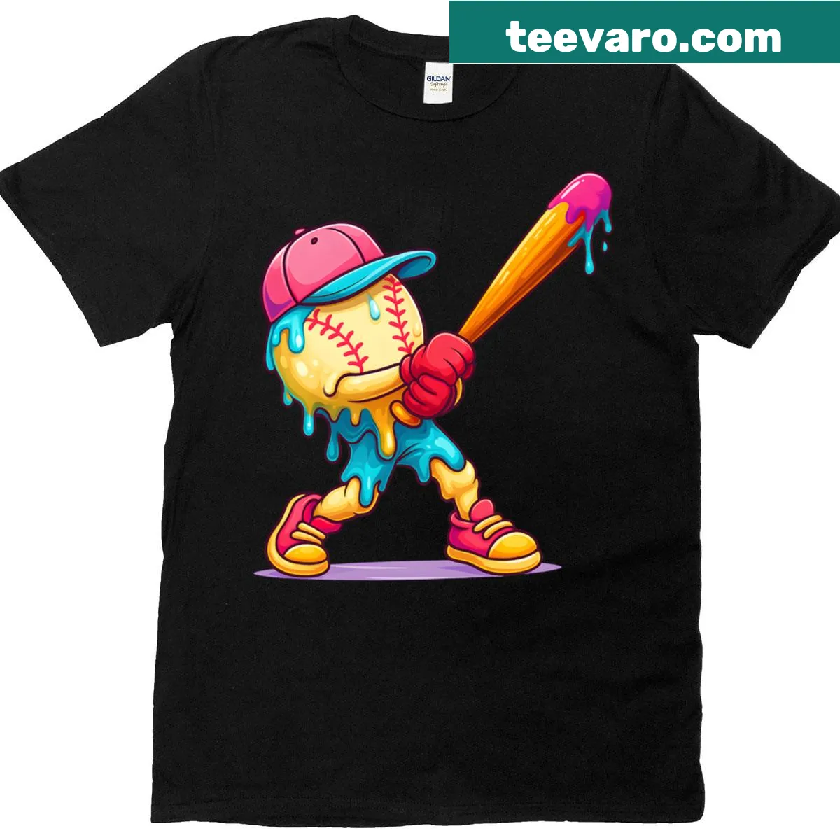 Ice cream cone with baseball theme on T-shirt — on a men's t-shirt