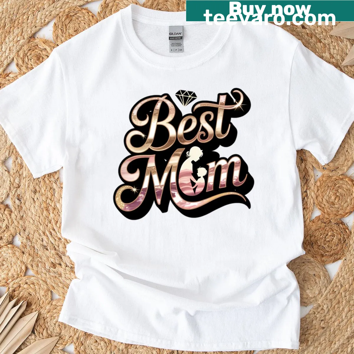 Typography T-shirt that says 'Best Mom,' perfect for Mother's Day — on a men's t-shirt