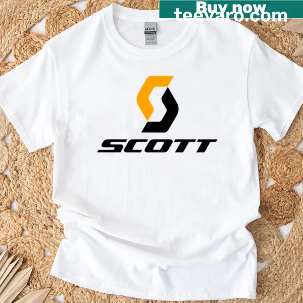 Scott bike logo T-shirt in orange and black design