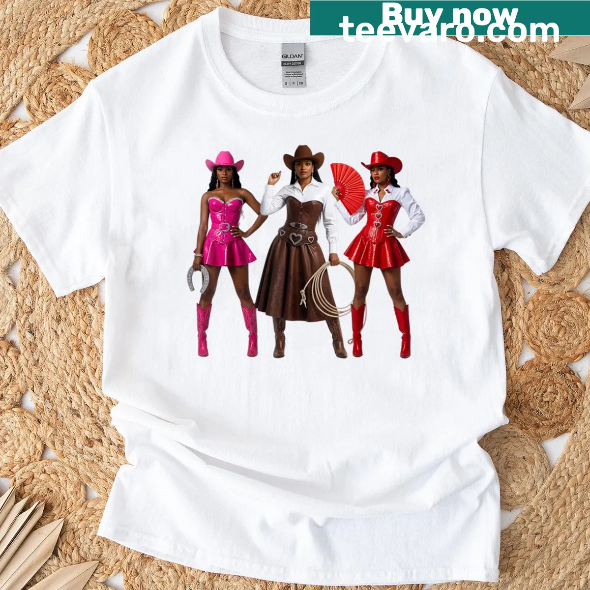 Black cowgirl graphic representing Western rodeo culture — on a men's t-shirt