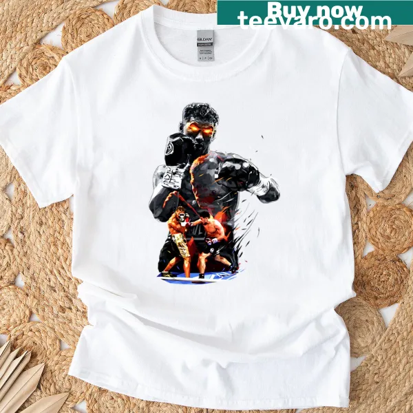 Illustration of a boxer representing strength and boxing artistry on a t-shirt