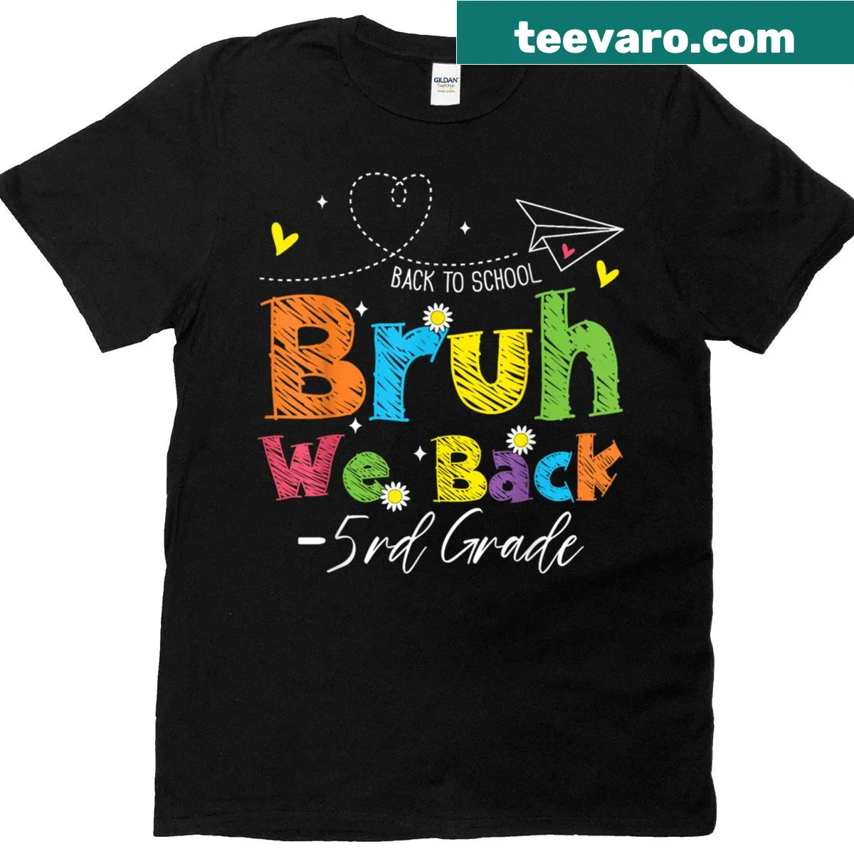 Playful T-shirt with 'Bruh We Back' for fifth graders returning to school — on a men's t-shirt