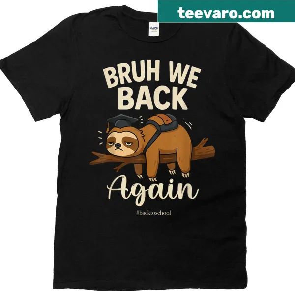 Funny cartoon sloth graphic for back to school