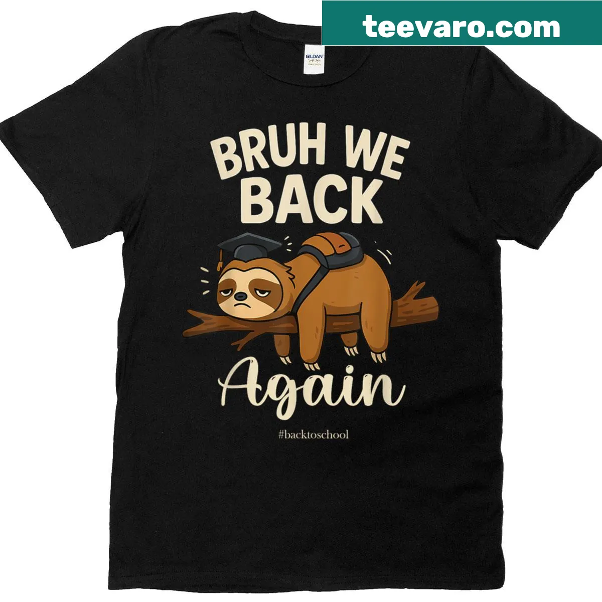 Funny cartoon sloth graphic for back to school — on a men's t-shirt