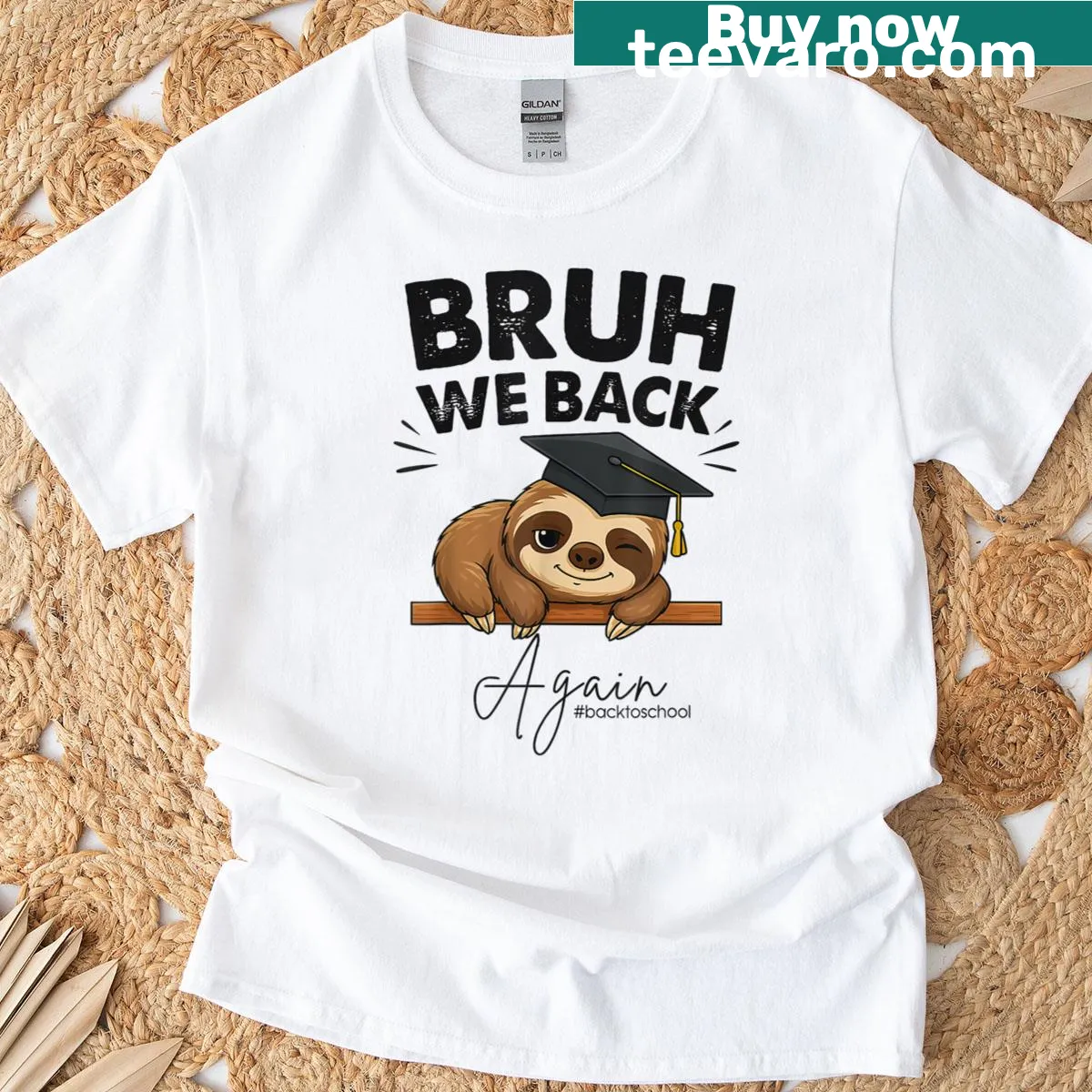 Funny sloth graphic t-shirt for boys returning to school — on a men's t-shirt