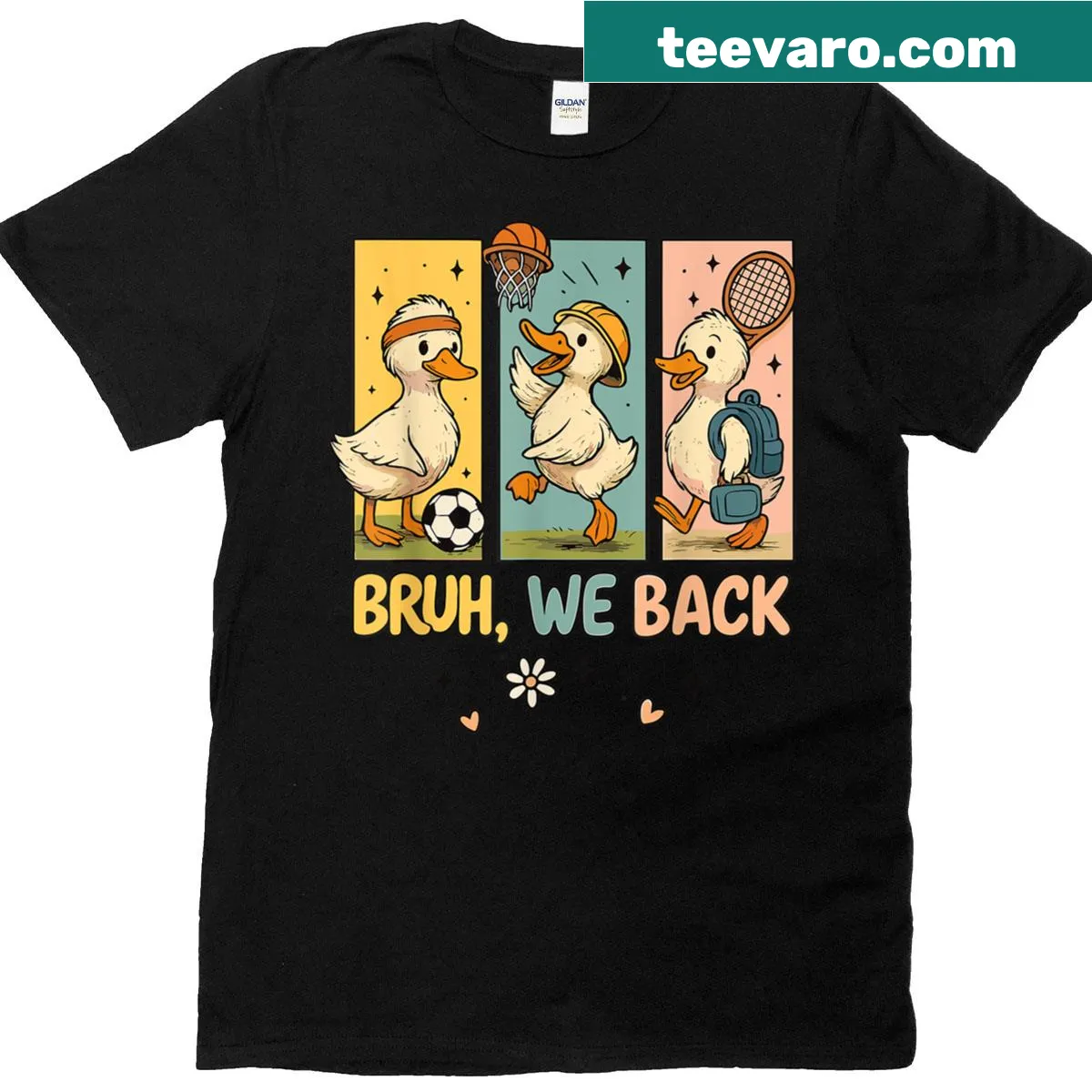 Retro goose graphic on a humorous first day of school kids T-shirt — on a men's t-shirt