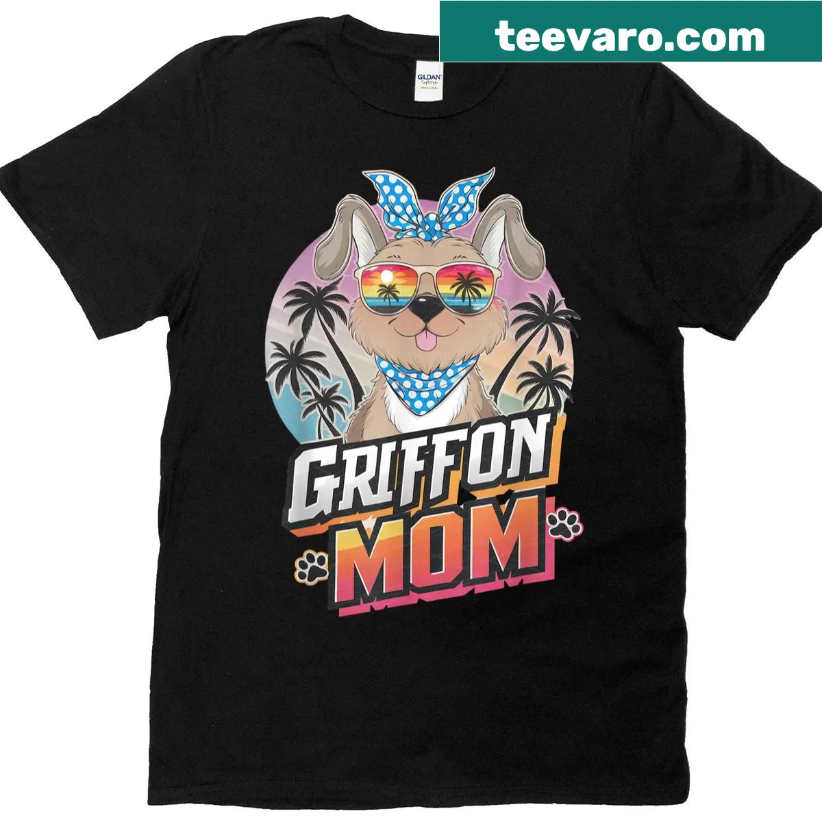 Retro vintage design T-shirt for Brussels Griffon dog moms — on a men's t-shirt
