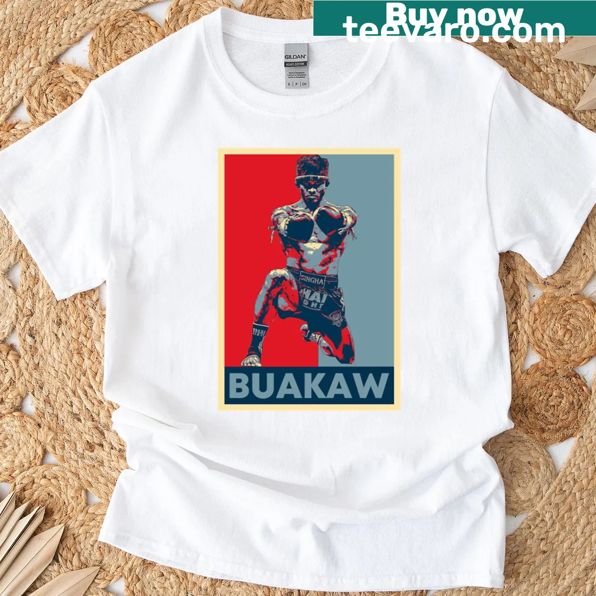 Inspirational t-shirt featuring Buakaw Banchamek's name for martial arts fans — on a men's t-shirt