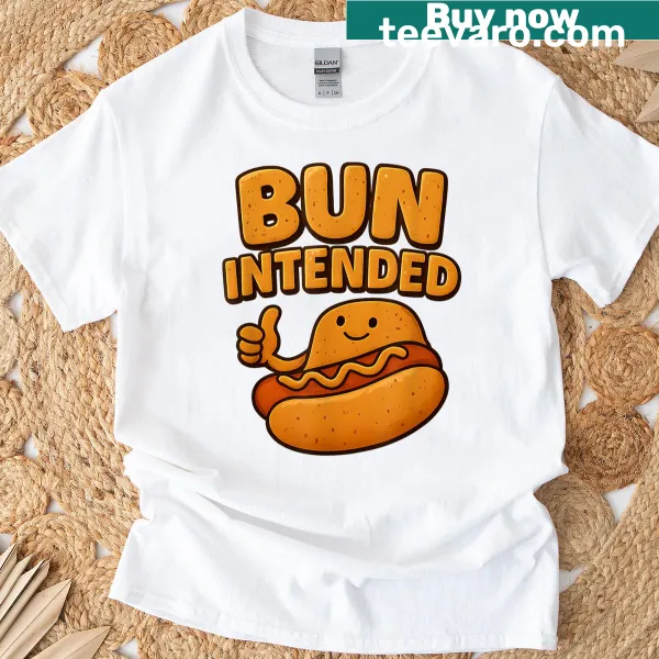 Funny cooking T-shirt with a whimsical bun design and clever text