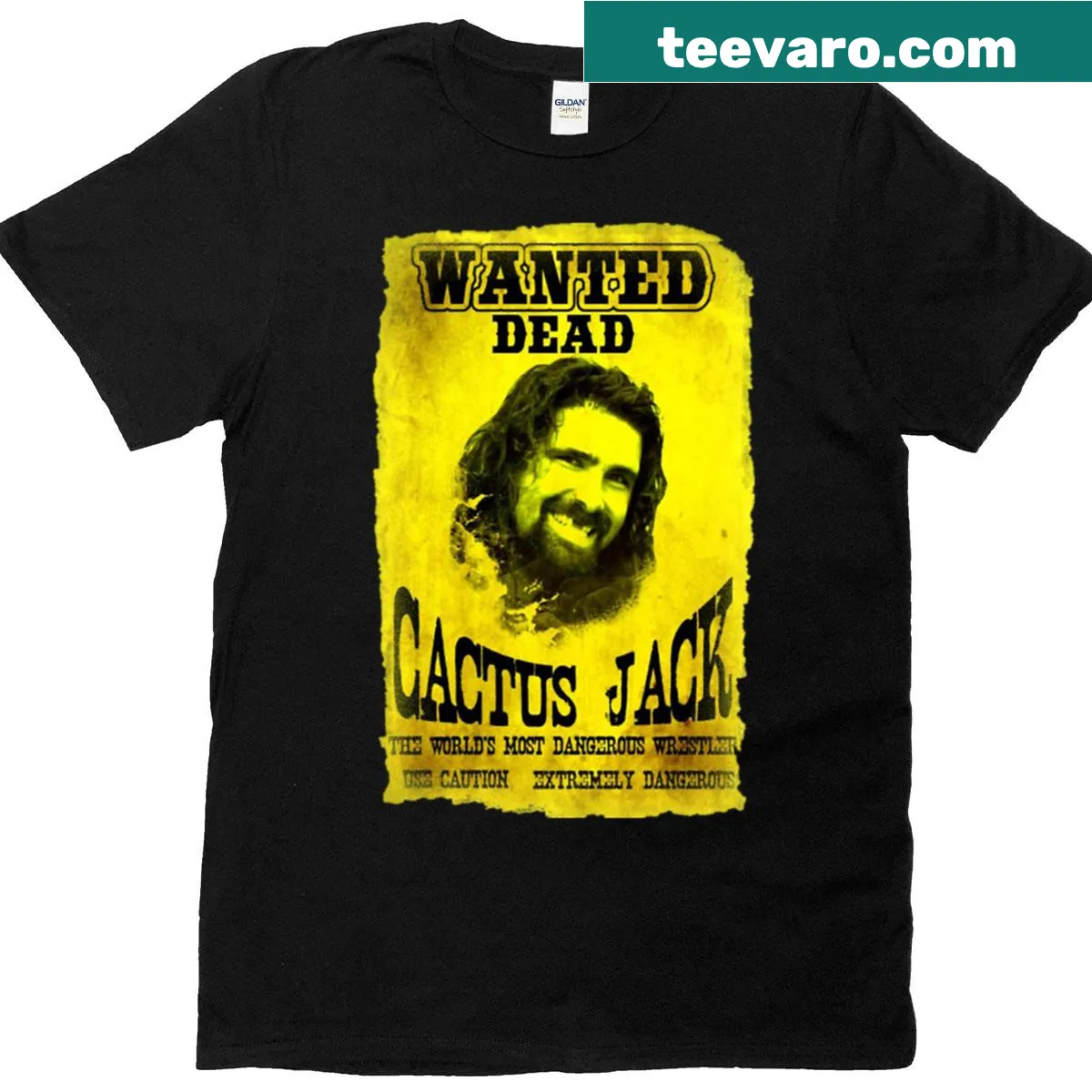 T-shirt featuring the Cactus Jack wanted icon design for music fans — on a men's t-shirt