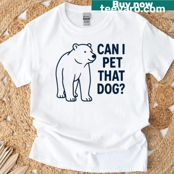 Funny bear silhouette meme with the phrase 'Can I Pet That Dog'