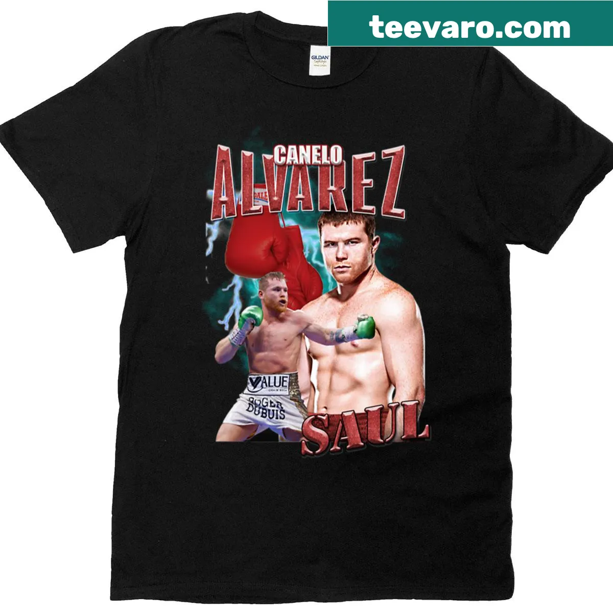 Vintage-style t-shirt celebrating Canelo Alvarez boxing career — on a men's t-shirt