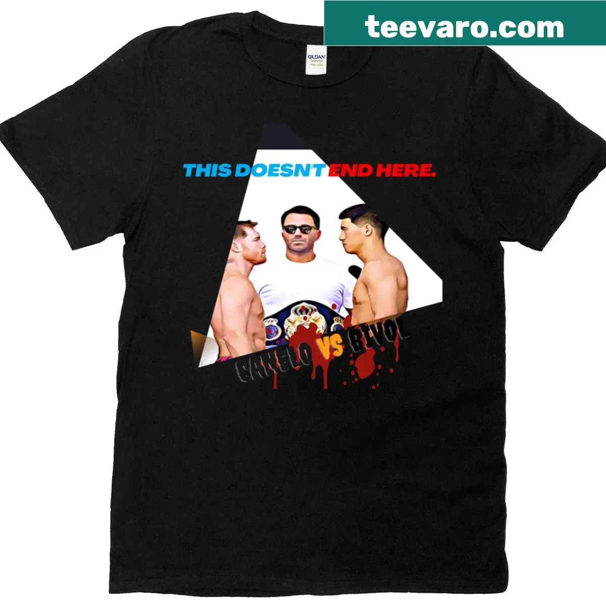 Canelo vs Bivol graphic t-shirt for boxing fans — on a men's t-shirt