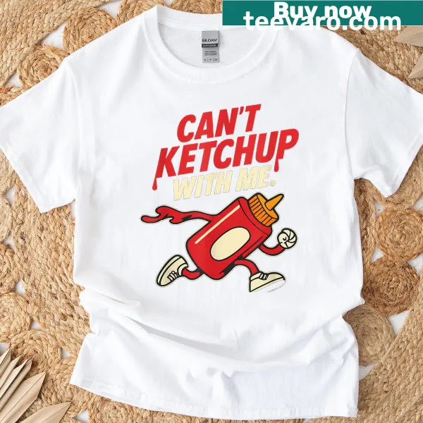 Witty ketchup pun graphic on a fun food-themed T-shirt