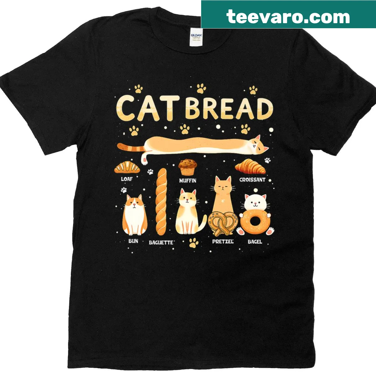 Cartoon t-shirt featuring a loaf-like cat design for cat lovers. — on a men's t-shirt