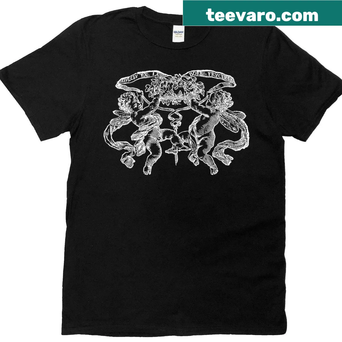 Cherub twins illustration on a premium T-shirt — on a men's t-shirt