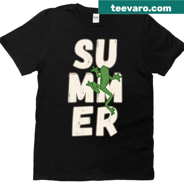 Cartoon lizard and summer text on T-shirt
