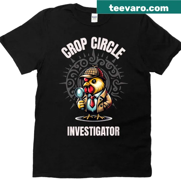 Whimsical crop circle investigator graphic t-shirt
