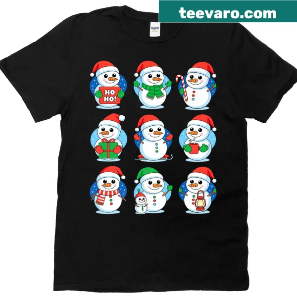 Cartoon snowman graphic for the holiday season on a t-shirt