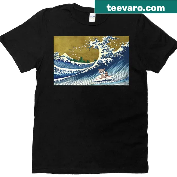 Retro raccoon surfing design for kids' t-shirt