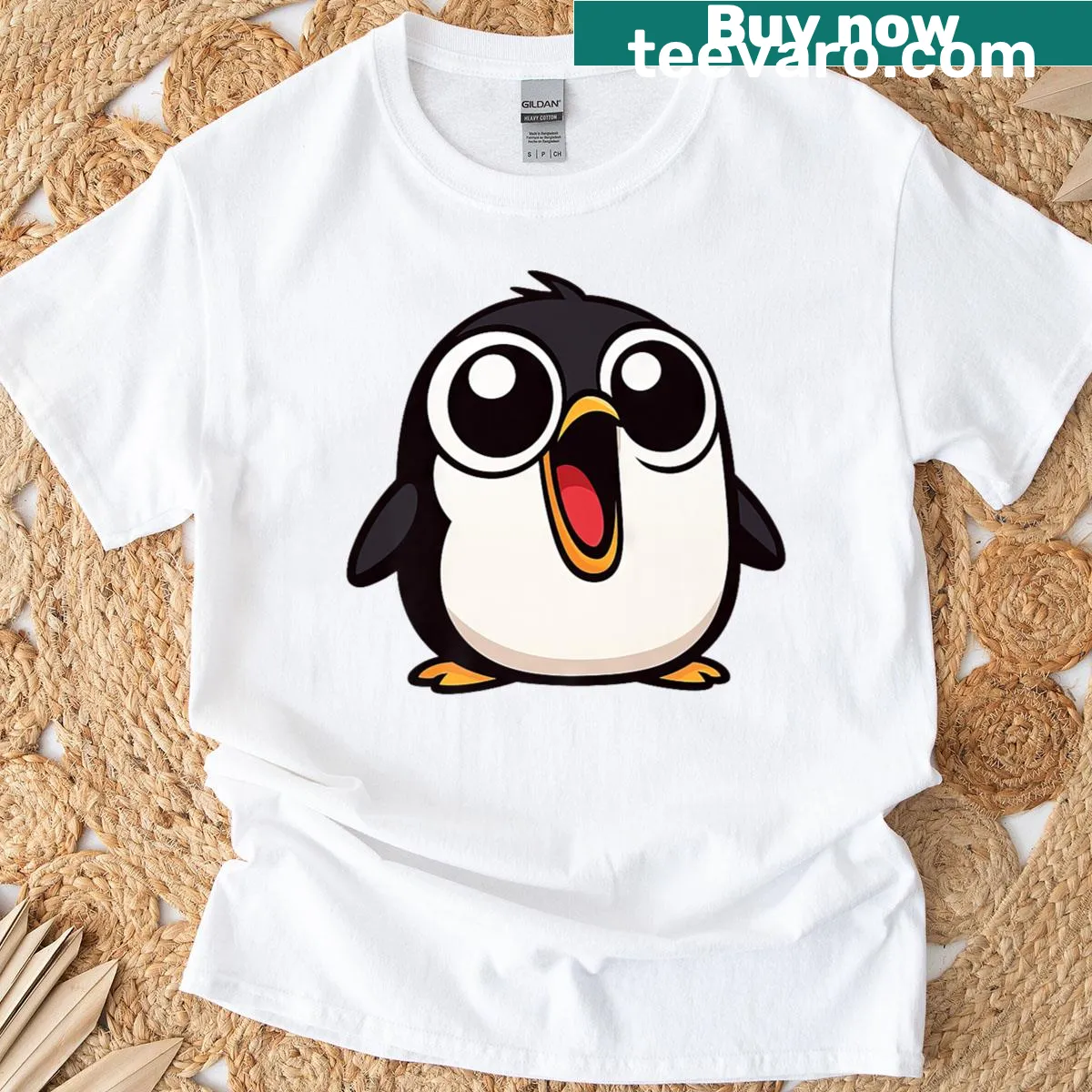 Kawaii cartoon penguin character on a cute T-shirt for kids — on a men's t-shirt