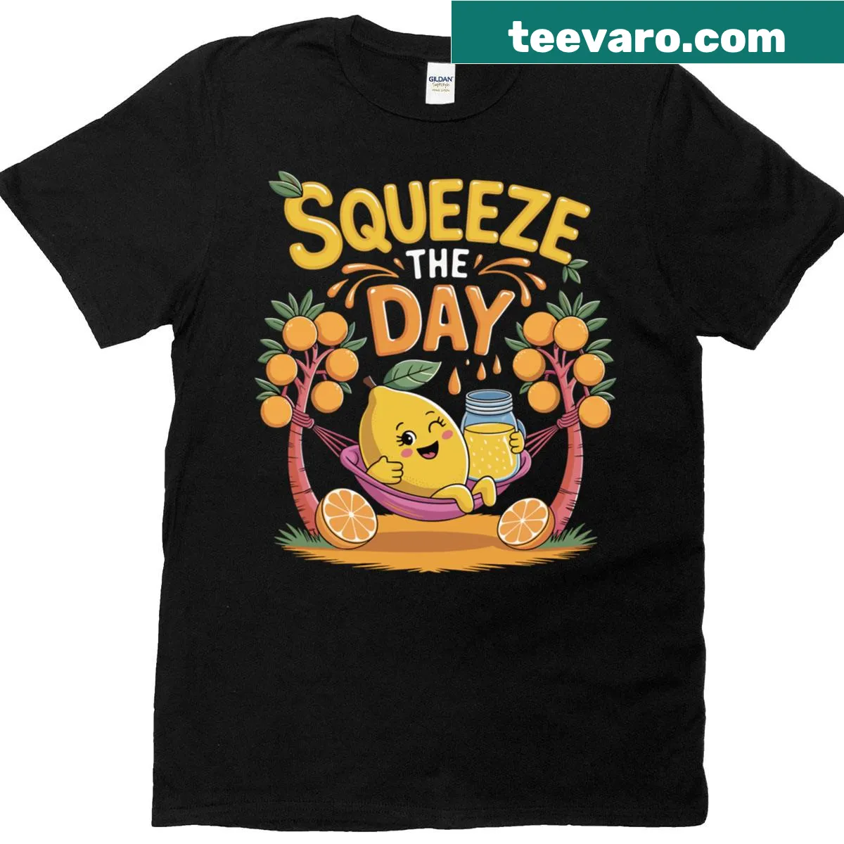 Cartoon lemon character design on a cheerful t-shirt — on a men's t-shirt