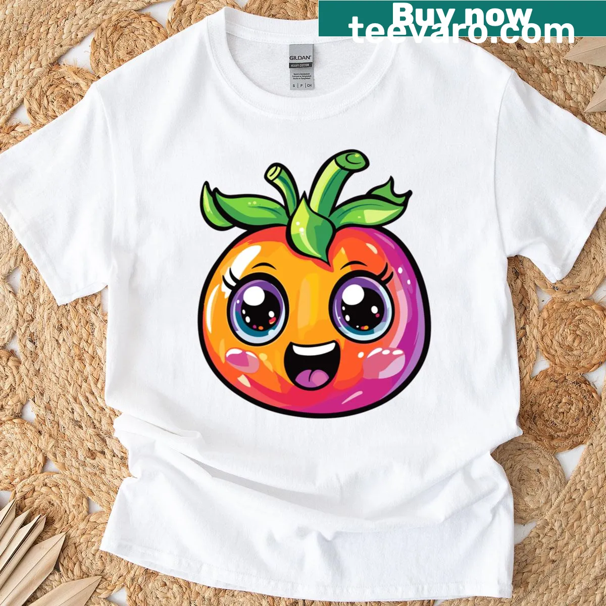 Kawaii tomato face cartoon on a playful T-shirt for kids — on a men's t-shirt