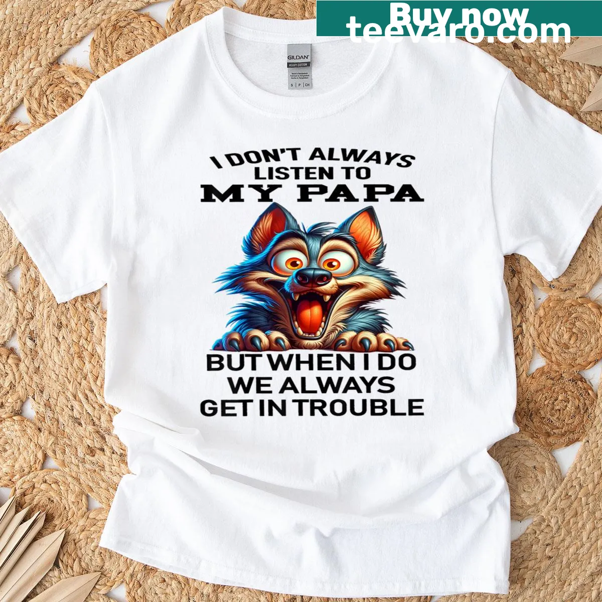 Funny wolf graphic with text on a casual T-shirt — on a men's t-shirt