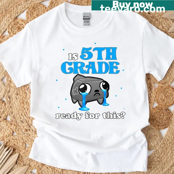 Illustrated shirt with a pebble character for 5th graders