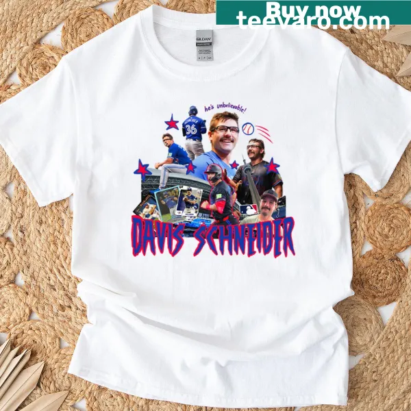 Illustrated T-shirt featuring a sports theme dedicated to Davis Schneider