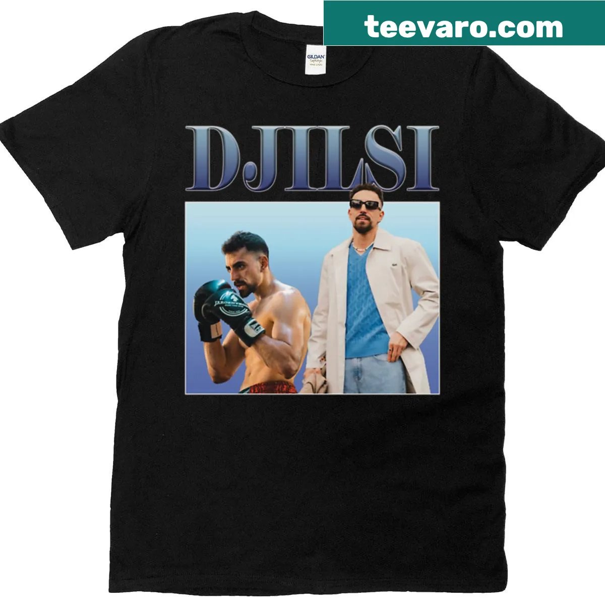 Vintage 90s bootleg T-shirt with retro graphic design — on a men's t-shirt