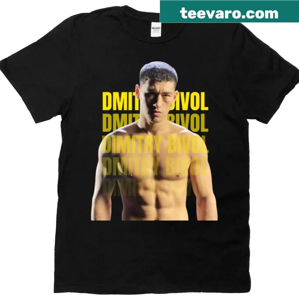 Humorous sticker-style t-shirt featuring Dmitry Bivol