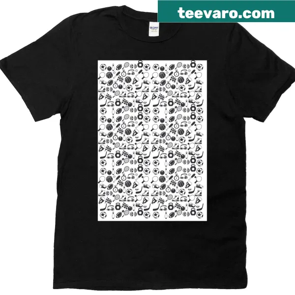 T-shirt featuring doodle-style sports designs