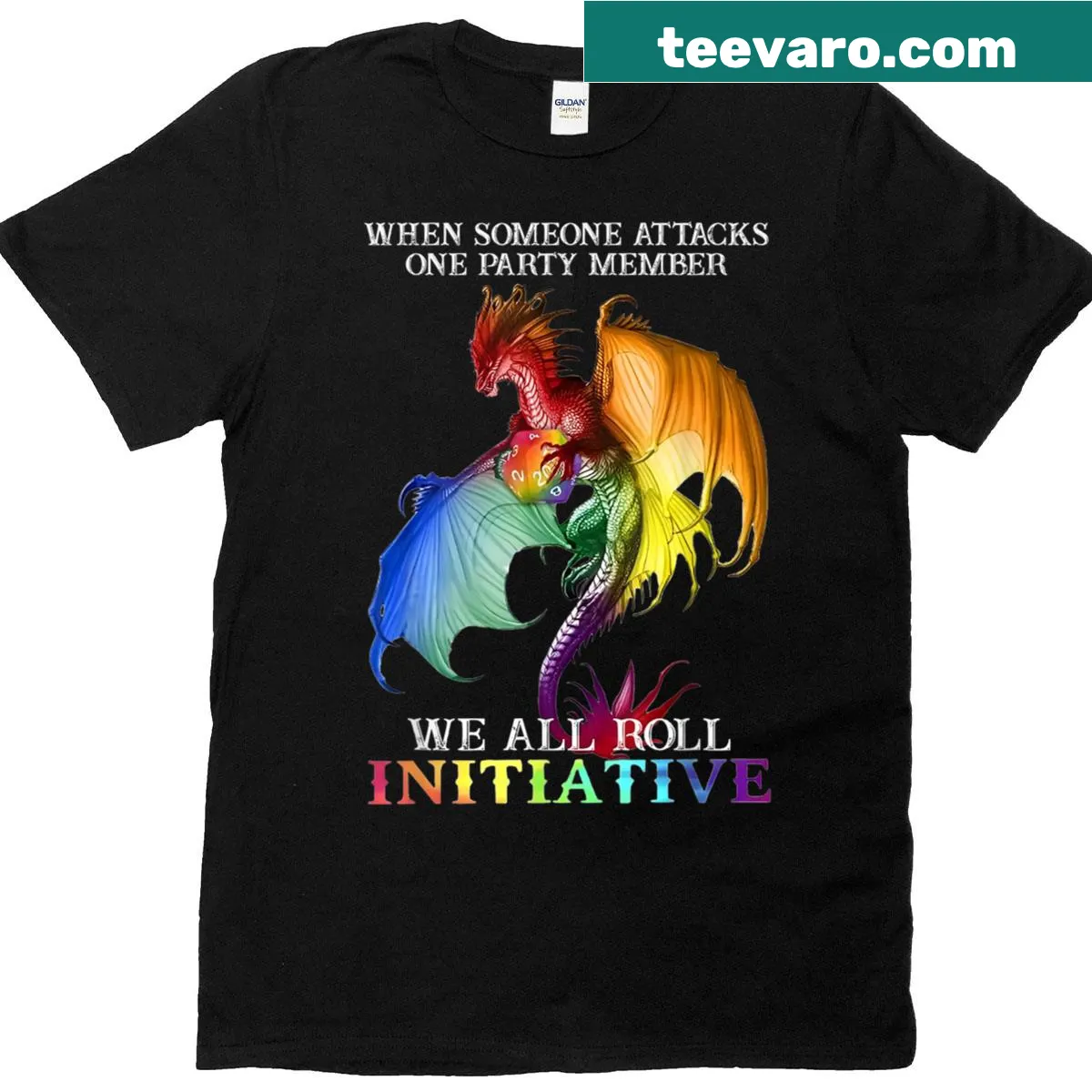 Hand-lettered T-shirt with a humorous dragon graphic for gamers — on a men's t-shirt