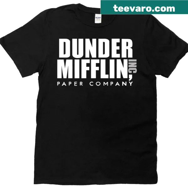 T-shirt featuring Dunder Mifflin logo and humorous phrases