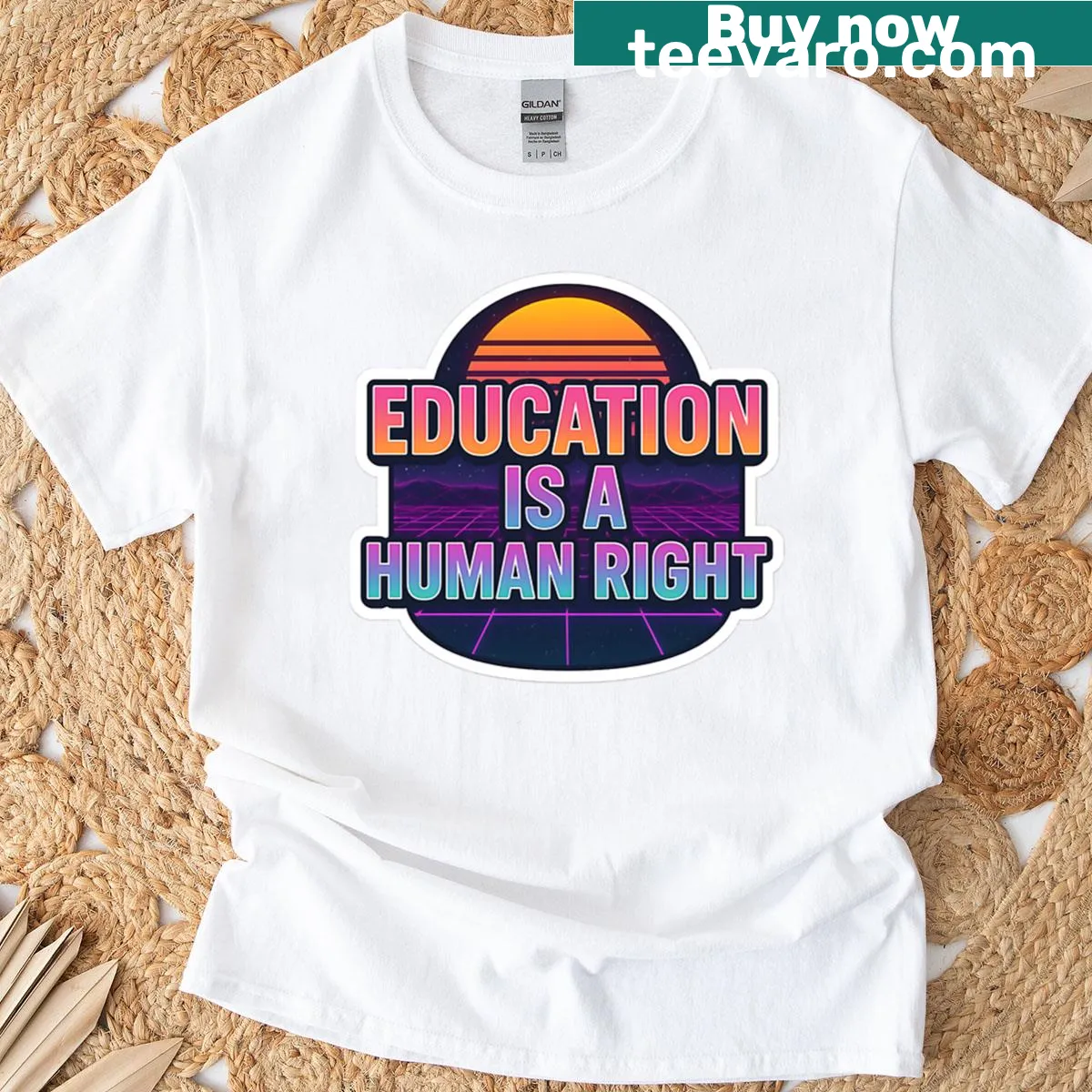 T-shirt with a statement about education as a human right — on a men's t-shirt