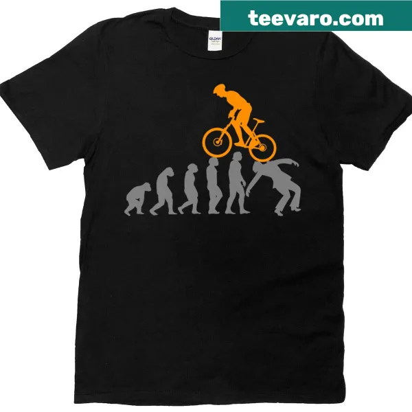 Mountain biking evolution typography t-shirt
