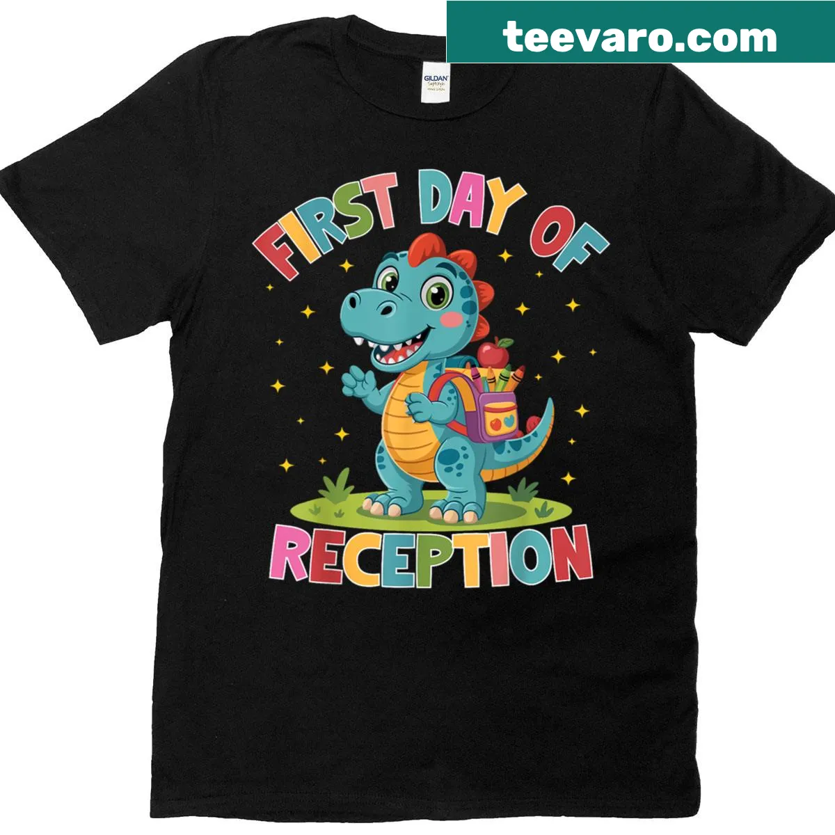 Dinosaur-themed back-to-school T-shirt for kids — on a men's t-shirt