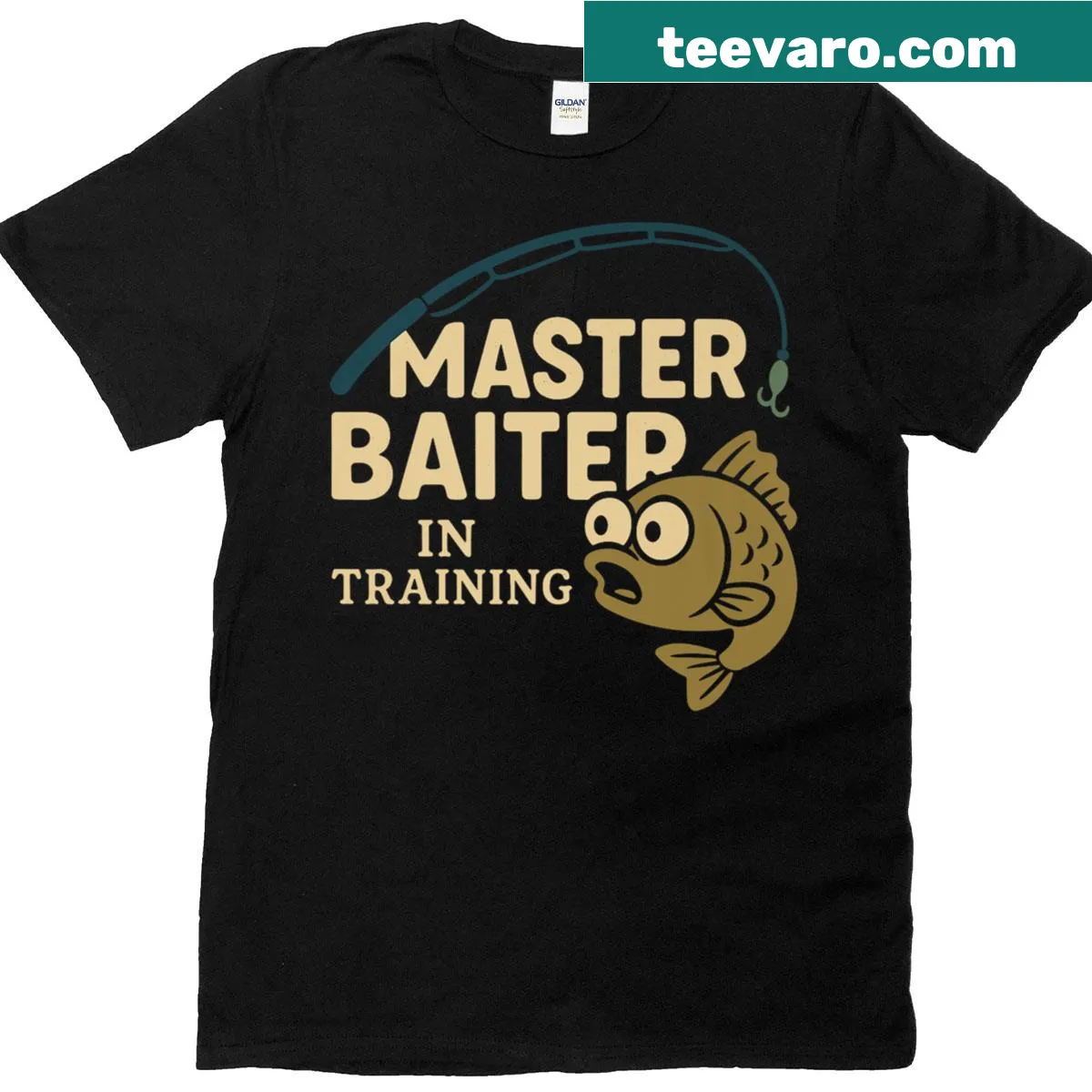 Father and son matching T-shirt for fishing trips — on a men's t-shirt