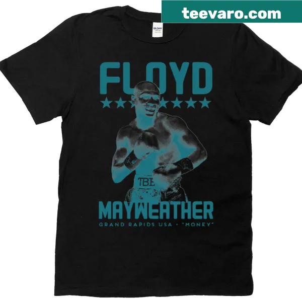 Vintage boxing poster graphic featuring Floyd Mayweather.