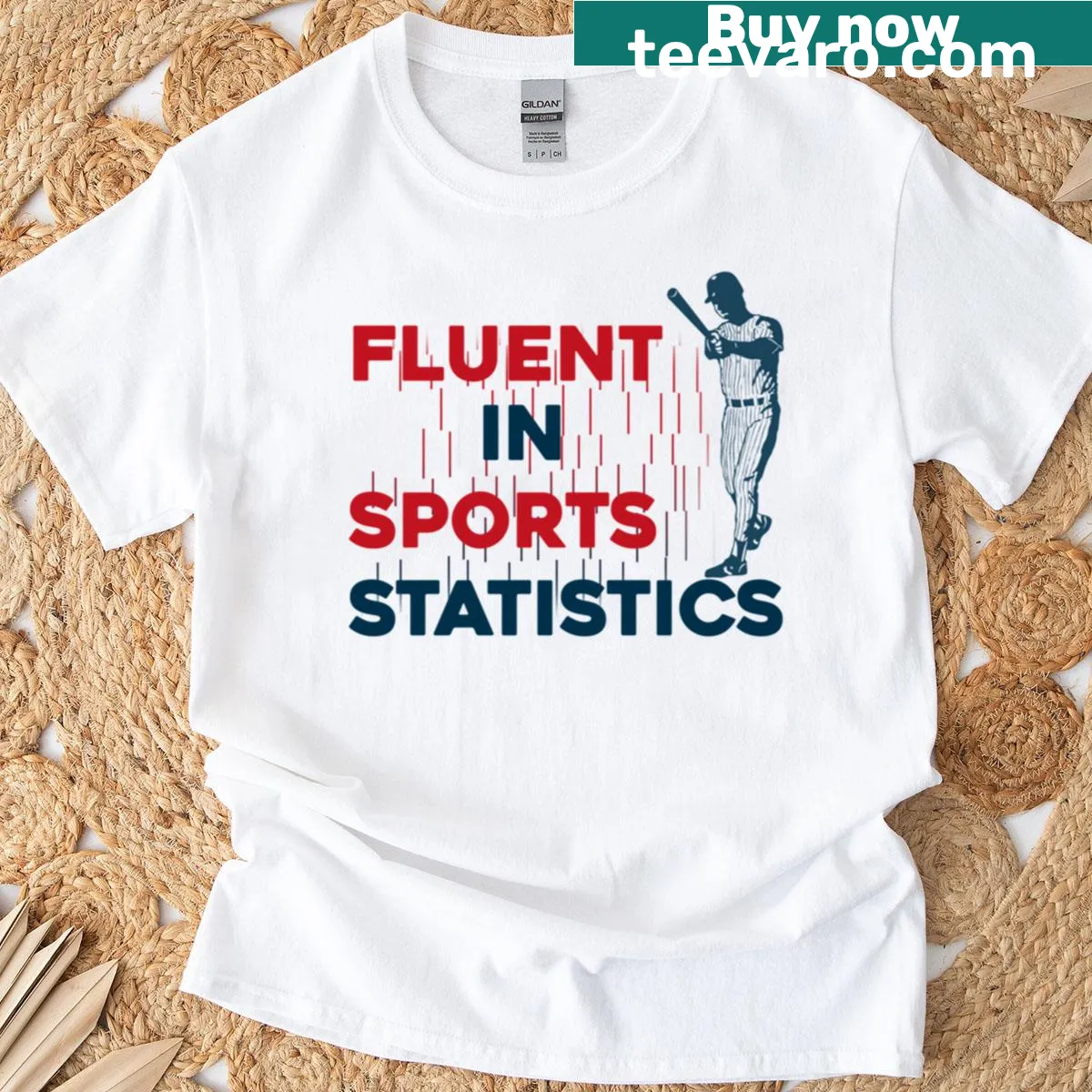T-shirt with Fluent In Sports Statistics phrase for sports lovers — on a men's t-shirt