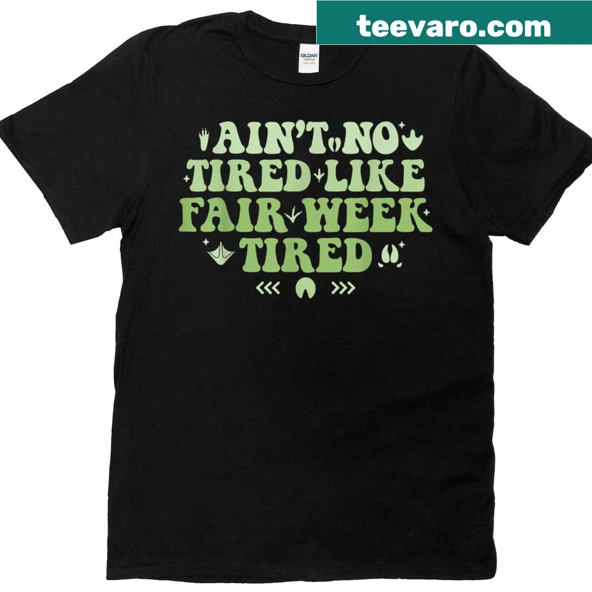 Humorous farmer life t-shirt with a saying about fair week tiredness — on a men's t-shirt