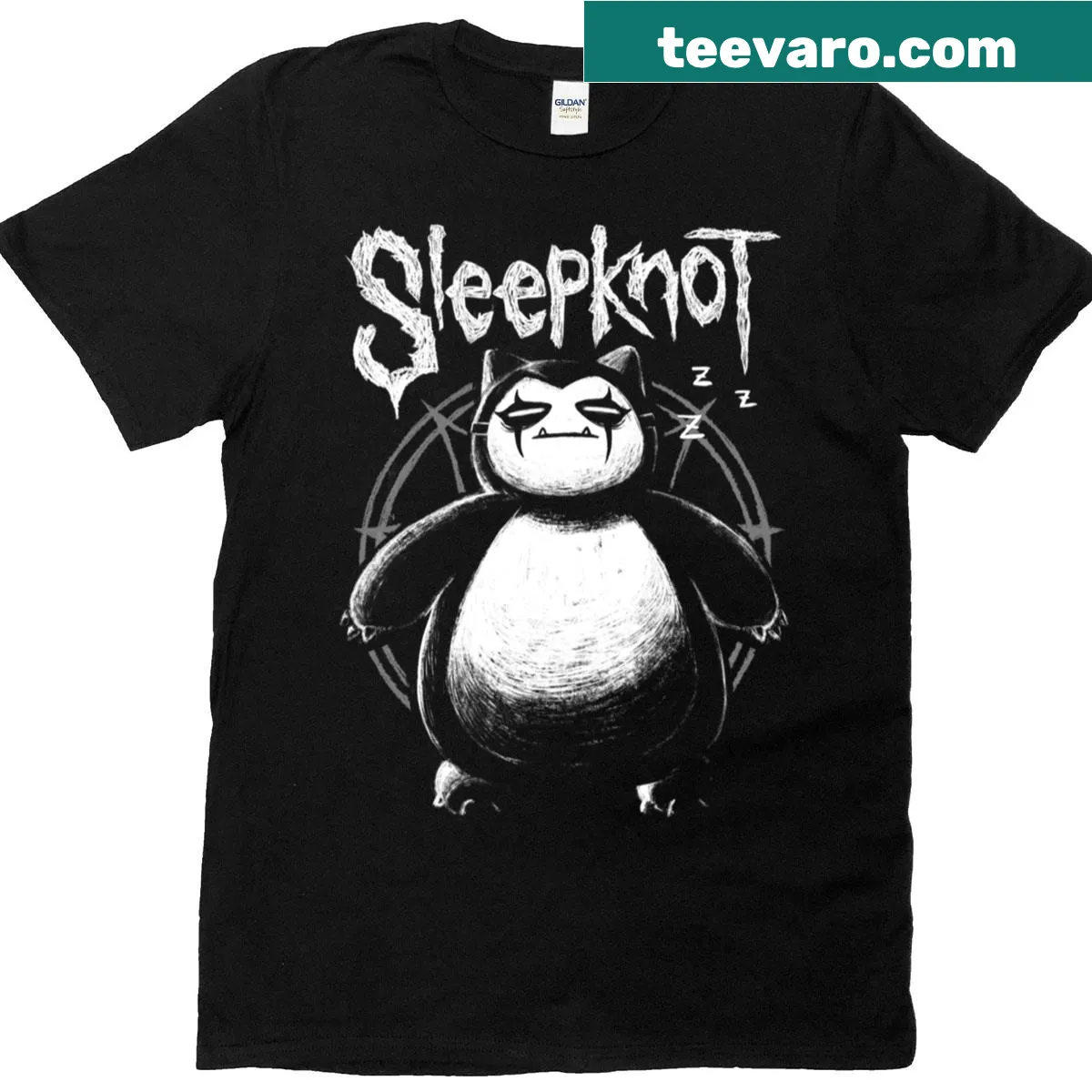 Funny creature video game graphic t-shirt — on a men's t-shirt