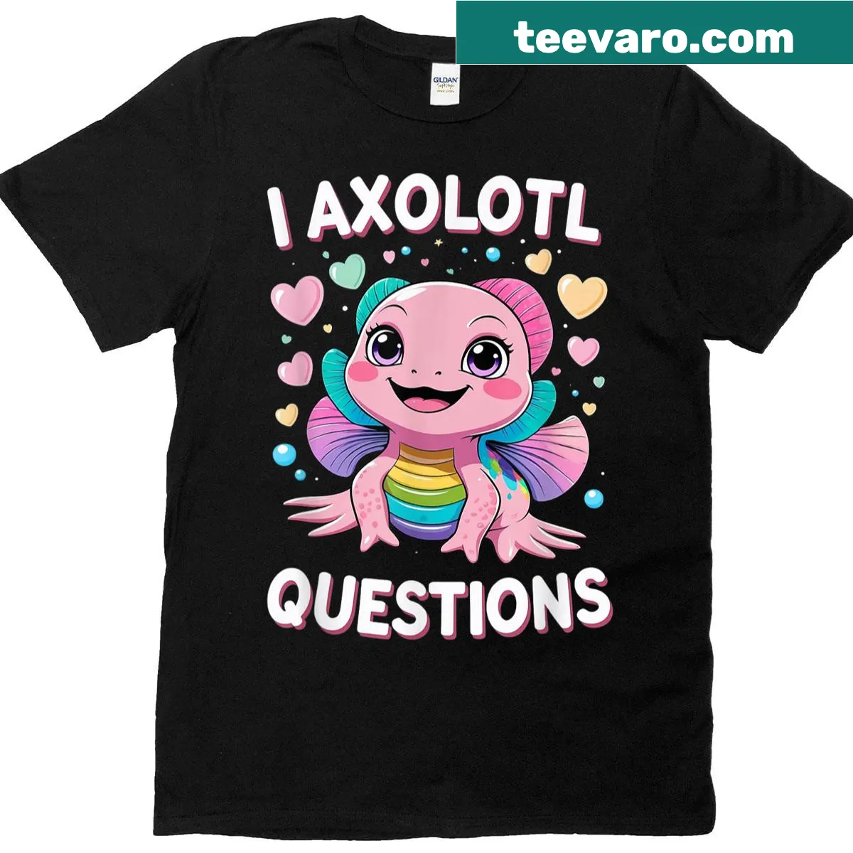 Cute axolotl graphic t-shirt for girls — on a men's t-shirt