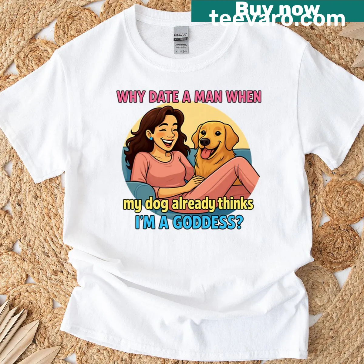 Humorous dog lover quote graphic t-shirt. — on a men's t-shirt