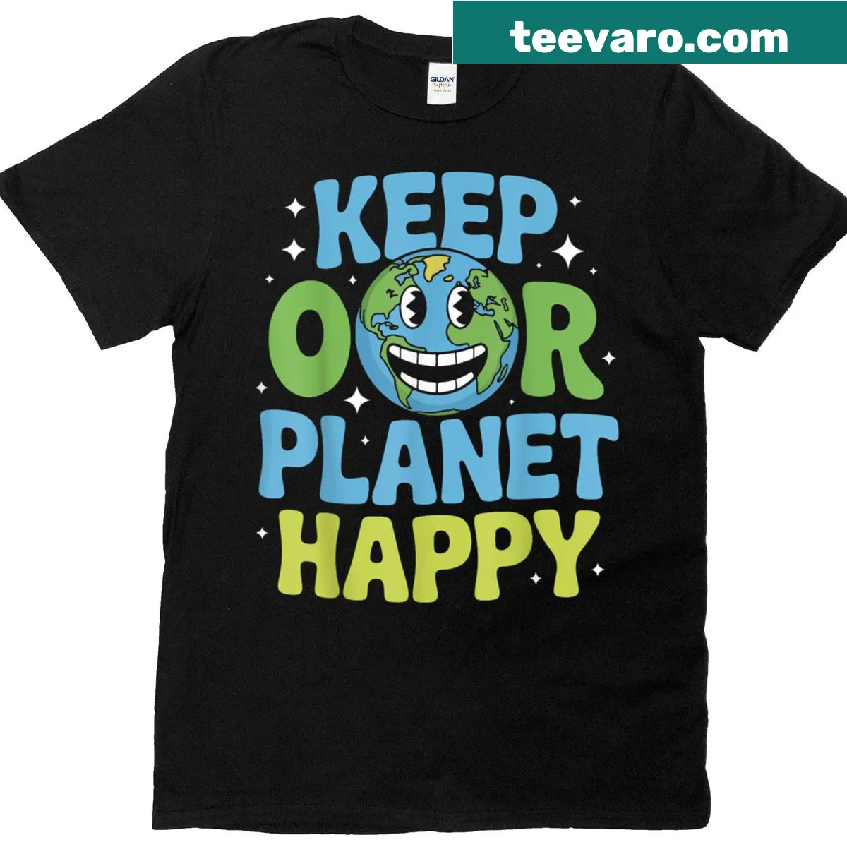 Cartoon graphic promoting Earth Day awareness — on a men's t-shirt